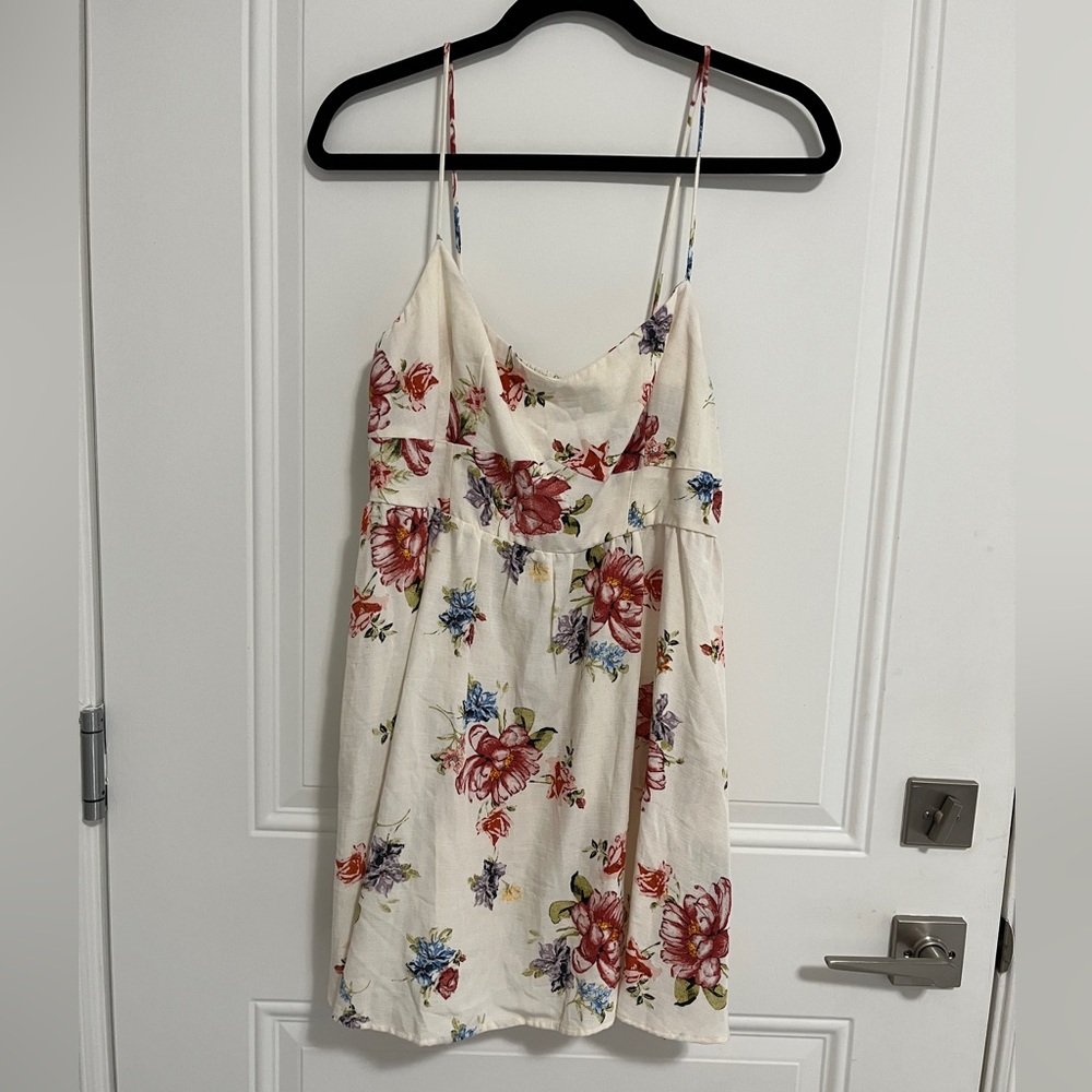 NWT - Zara Women’s Linen Blended Floral Print Mini Dress - Size L